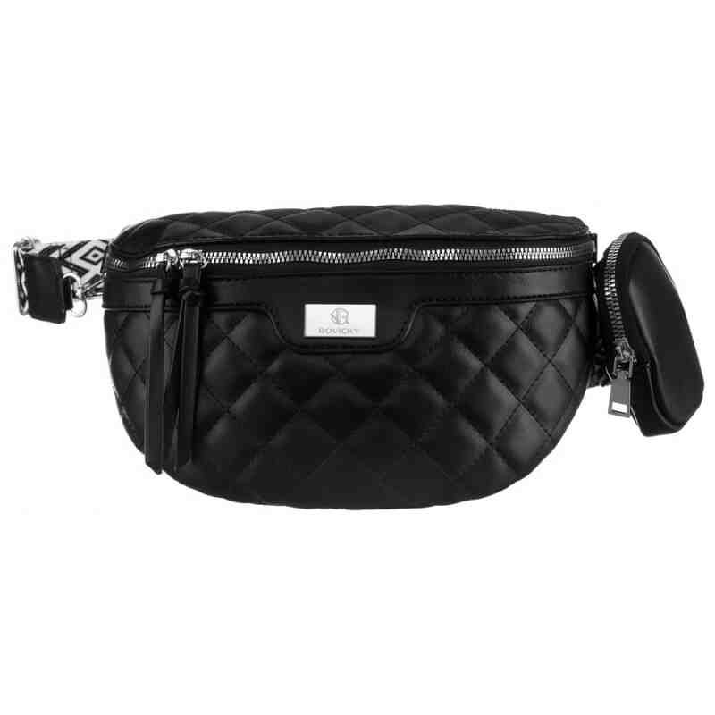 Miejska, pikowana nerka damska ze skóry ekologicznej - Rovicky-2