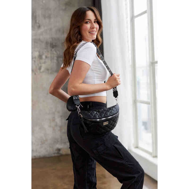 Miejska, pikowana nerka damska ze skóry ekologicznej - Rovicky-10