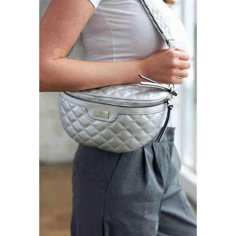 Miejska, pikowana nerka damska ze skóry ekologicznej - Rovicky-9