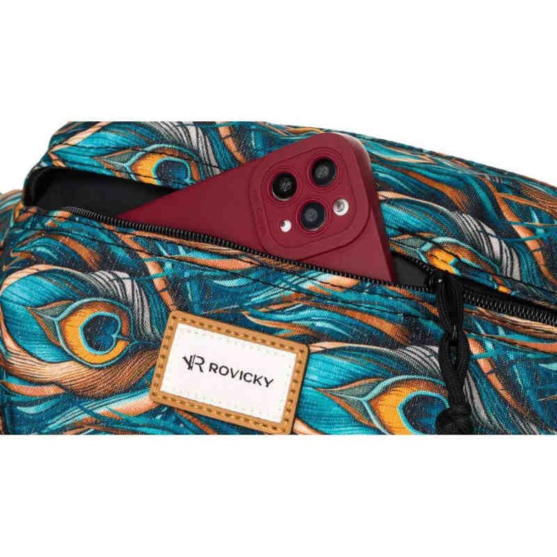 Nerka damska na ramię ze wzorem pawich piór - Rovicky-5