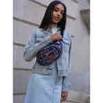 Pojemna modna saszetka nerka damska z roślinnym wzorem - Rovicky-2