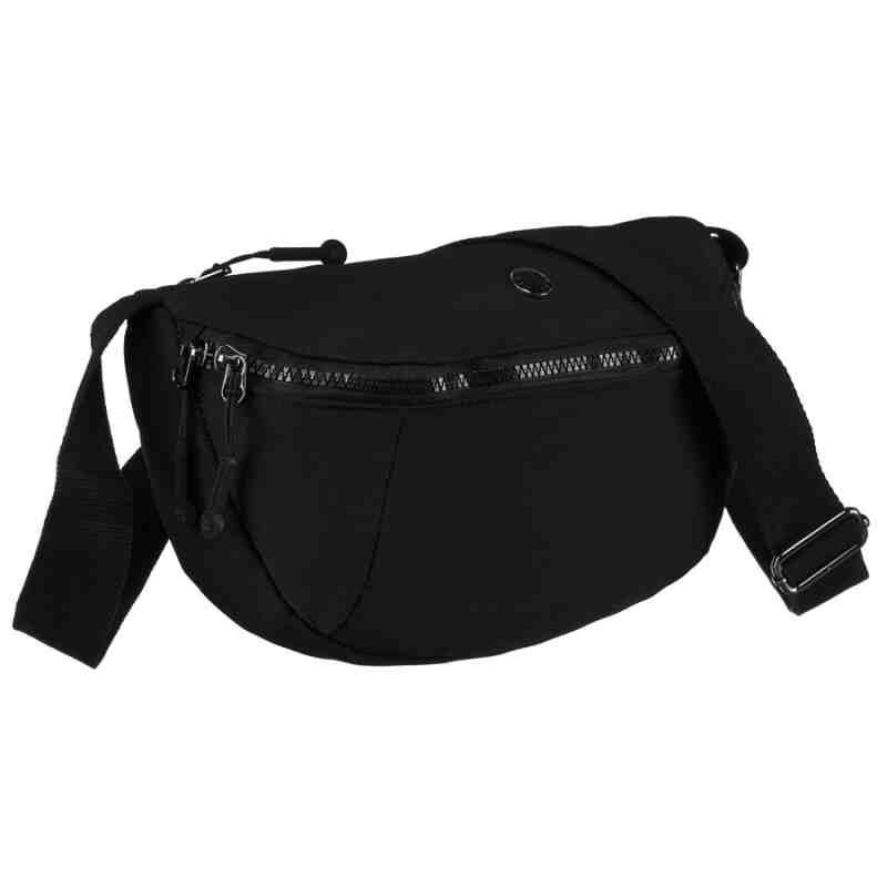 Pojemna nerka damska z poliestru w czarnym kolorze - Peterson-1 Pojemna nerka damska z poliestru w czarnym kolorze - Peterson-1