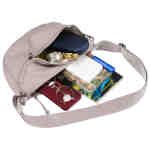 Saszetka damska z poliestru w kolorze lila z kieszonką na froncie - Peterson-11