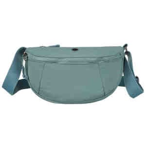 Niebieska, dwukomorowa saszetka damska z poliestru zamykana na suwak - Peterson-4