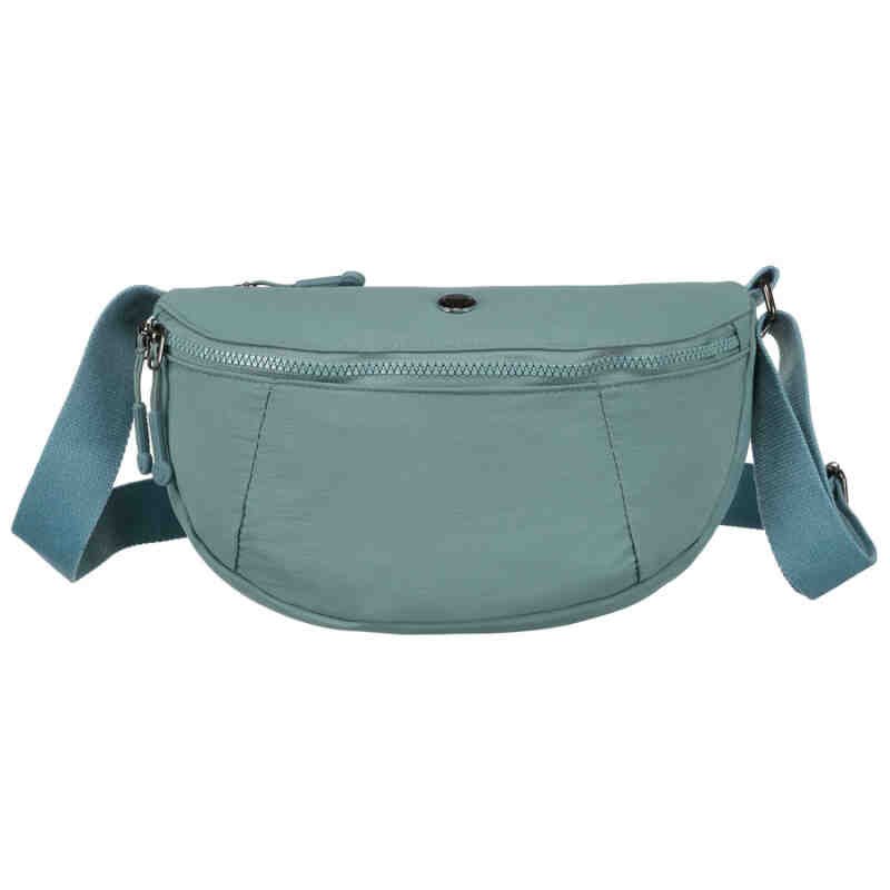 Niebieska, dwukomorowa saszetka damska z poliestru zamykana na suwak - Peterson-4