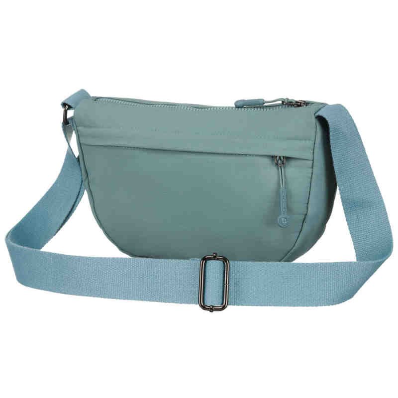 Niebieska, dwukomorowa saszetka damska z poliestru zamykana na suwak - Peterson-5