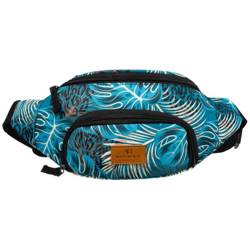 Miejska saszetka damska z poliestru zamykana suwakiem, pokryta roślinnym wzorem - Rovicky-3