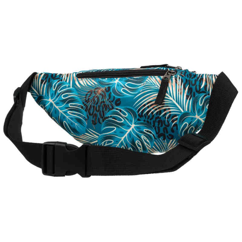 Miejska saszetka damska z poliestru zamykana suwakiem, pokryta roślinnym wzorem - Rovicky-4