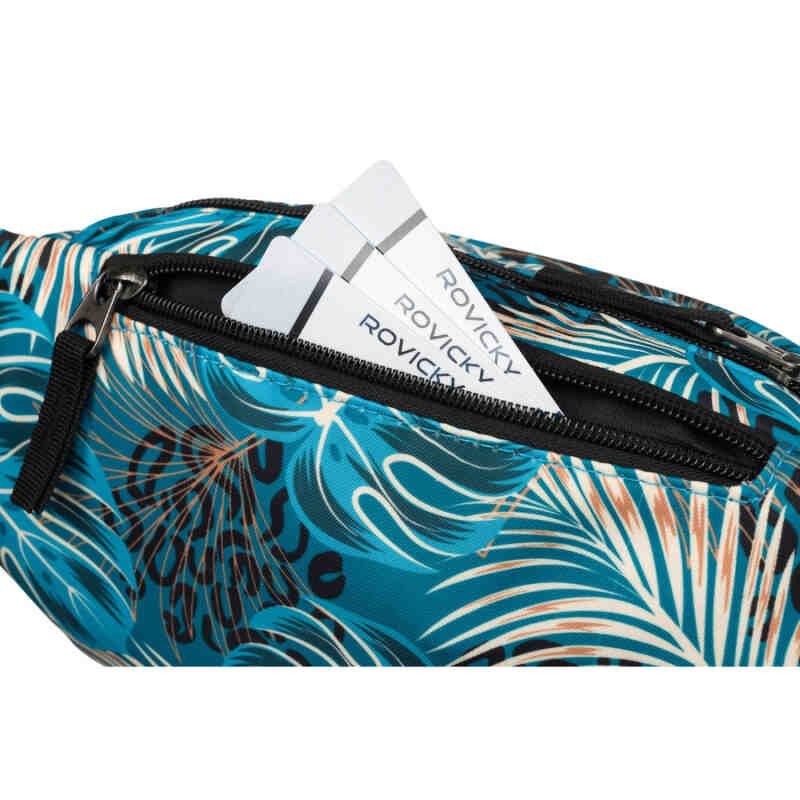 Miejska saszetka damska z poliestru zamykana suwakiem, pokryta roślinnym wzorem - Rovicky-5