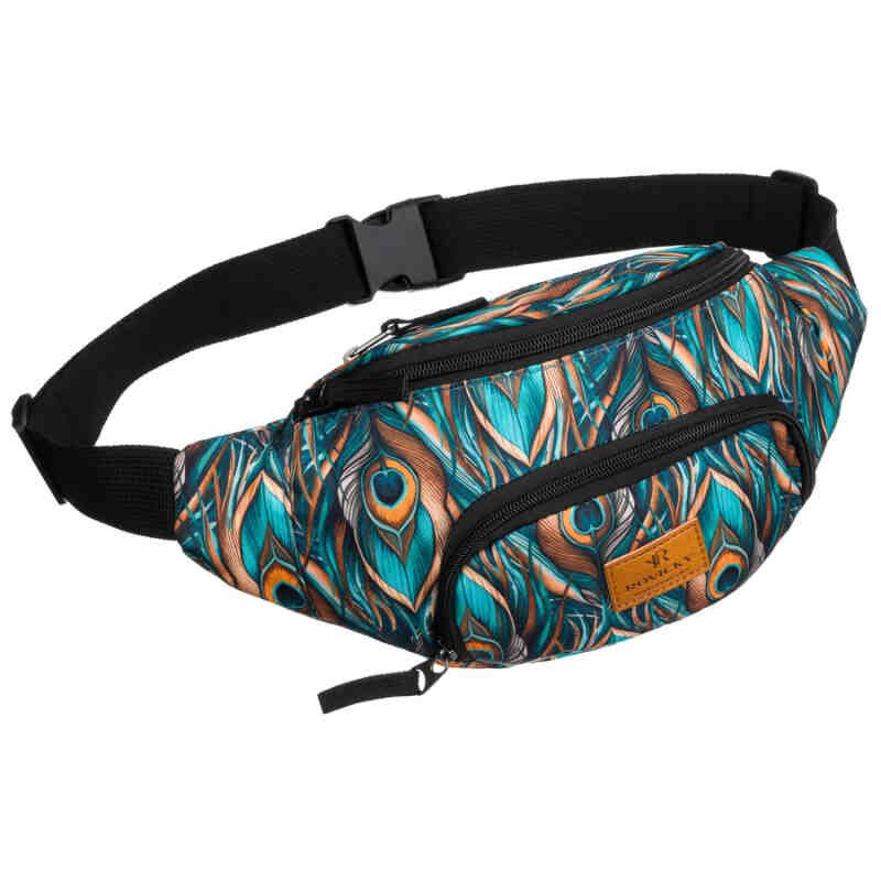 Wielokolorowa saszetka damska z zewnętrzną kieszenią na suwak - Rovicky-1