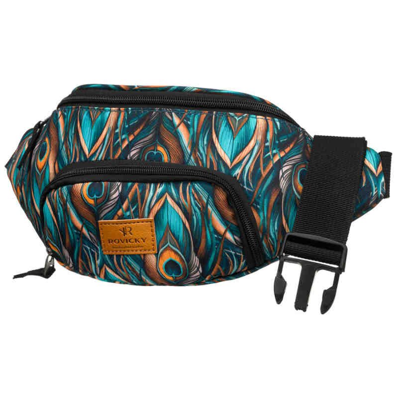 Wielokolorowa saszetka damska z zewnętrzną kieszenią na suwak - Rovicky-2