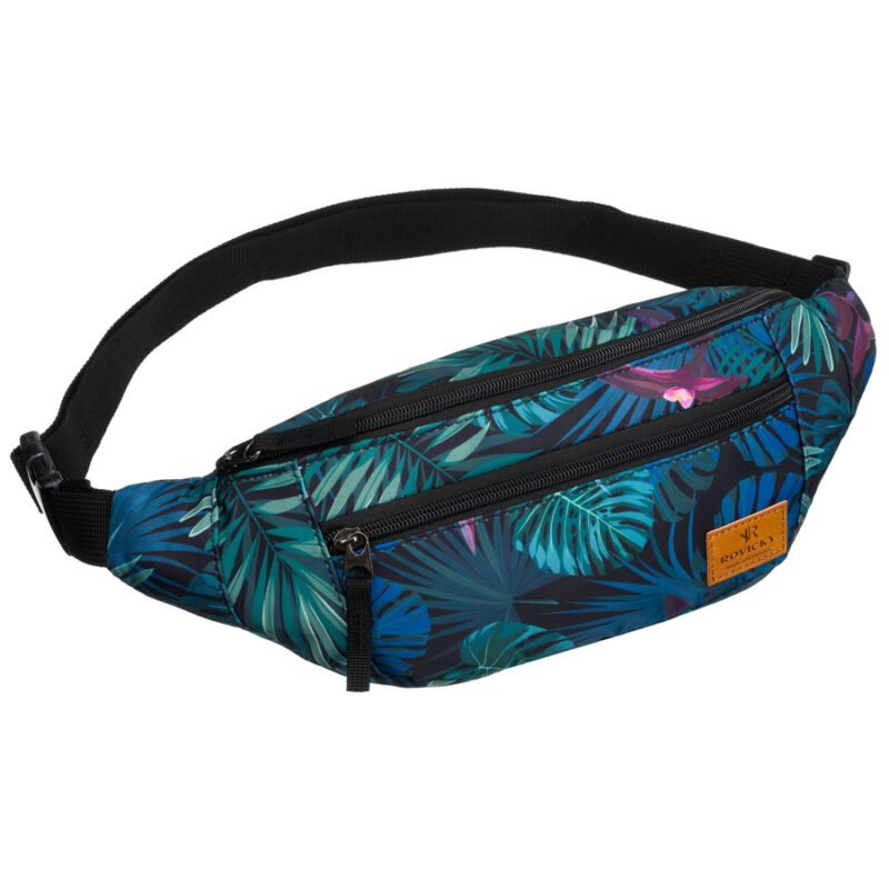 Saszetka damska z poliestru w modny, roślinny wzór, zawieszona na regulowanym pasku - Rovicky-1