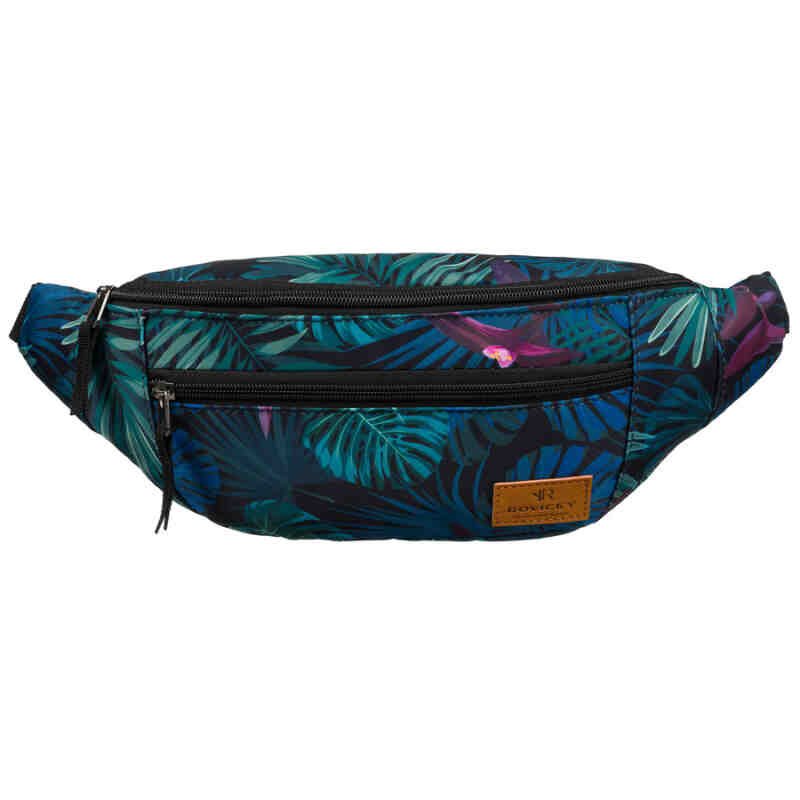 Saszetka damska z poliestru w modny, roślinny wzór, zawieszona na regulowanym pasku - Rovicky-2