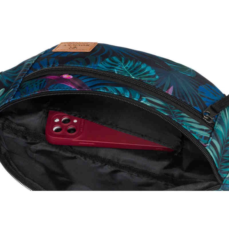 Saszetka damska z poliestru w modny, roślinny wzór, zawieszona na regulowanym pasku - Rovicky-5