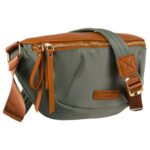 Nerka damska z nylonu i skóry ekologicznej w zielono-brązowym kolorze zawieszona na regulowanym pasku - Peterson-1