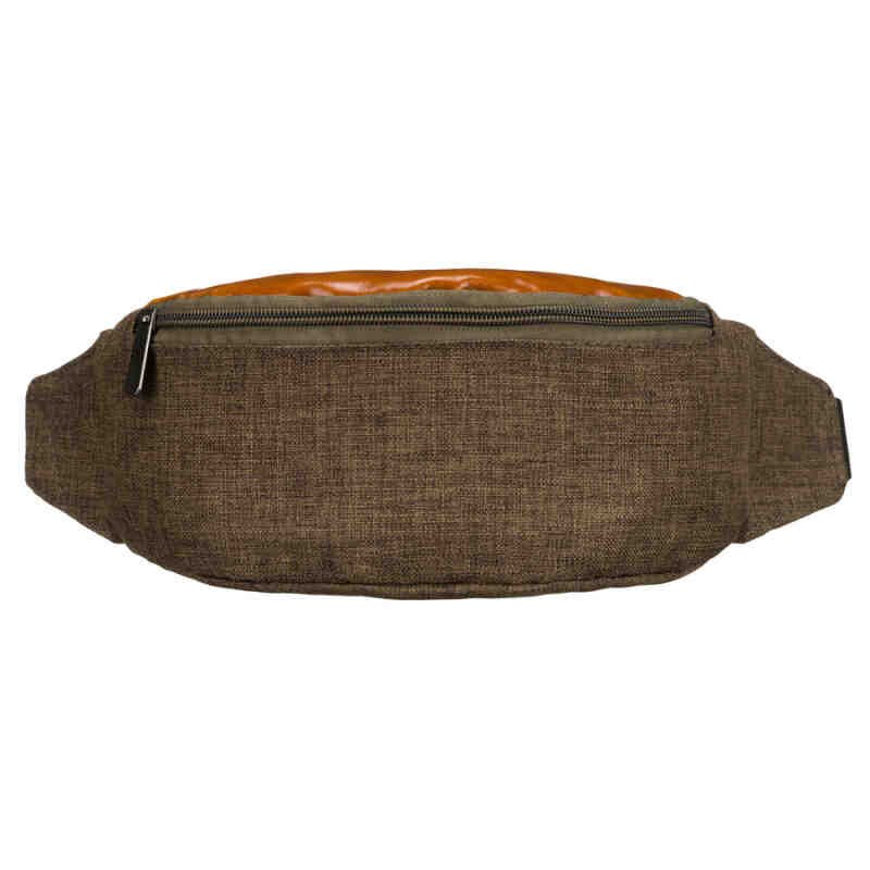 Praktyczna saszetka z poliestru w zielono-brązowym kolorze z kieszenią zewnętrzną - Loren-2