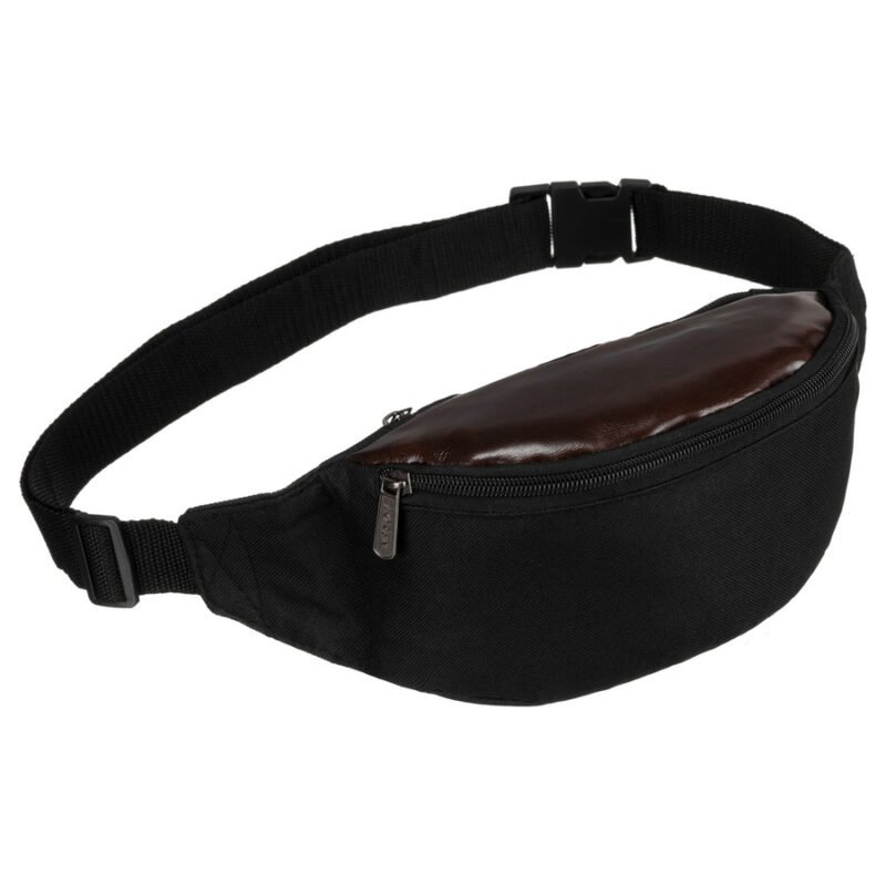 Kompaktowa saszetka z poliestru w czarnym i ciemnobrązowym kolorze - Loren-1