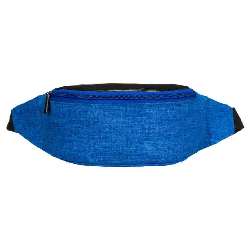 Kompaktowa saszetka z poliestru w niebiesko-czarnym kolorze, zawieszona na regulowanym pasku - Loren-2