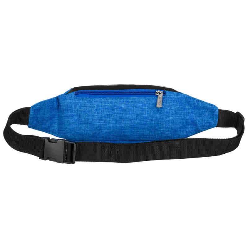 Kompaktowa saszetka z poliestru w niebiesko-czarnym kolorze, zawieszona na regulowanym pasku - Loren-3