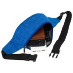 Kompaktowa saszetka z poliestru w niebiesko-czarnym kolorze, zawieszona na regulowanym pasku - Loren-5