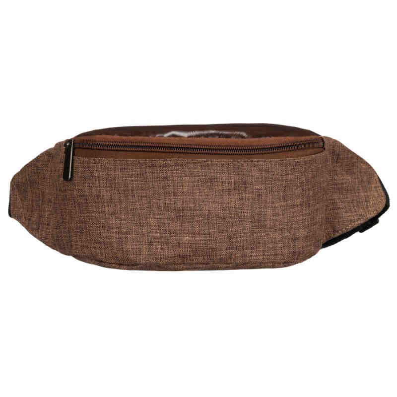 Brązowa saszetka z poliestru zawieszona na regulowanym pasku - Loren-2