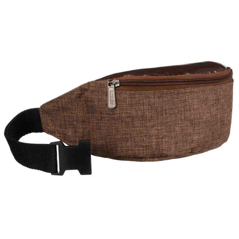 Brązowa saszetka z poliestru zawieszona na regulowanym pasku - Loren-4