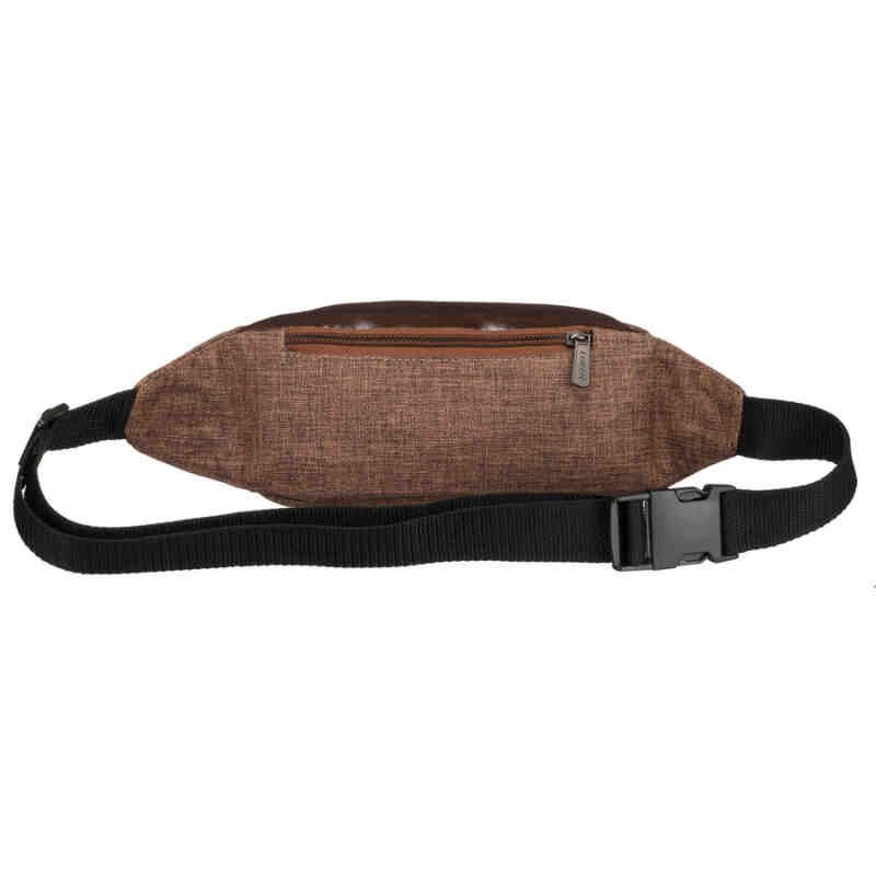 Brązowa saszetka z poliestru zawieszona na regulowanym pasku - Loren-3