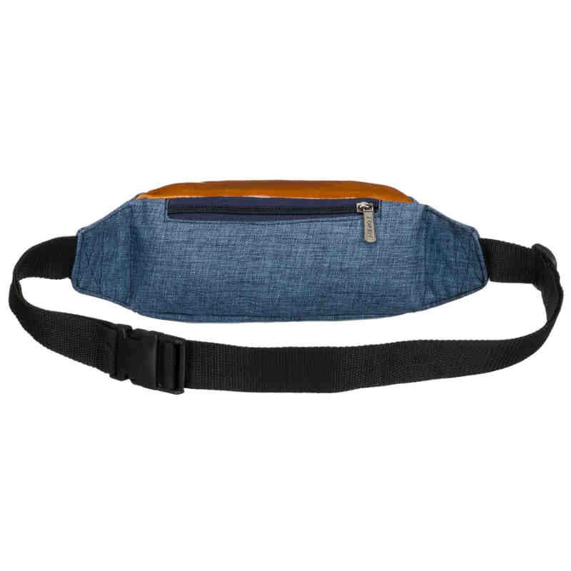 Granatowo-brązowa saszetka z poliestru z zewnętrzną kieszenią na suwak - Loren-3