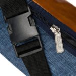 Granatowo-brązowa saszetka z poliestru z zewnętrzną kieszenią na suwak - Loren-6