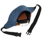 Granatowo-brązowa saszetka z poliestru z zewnętrzną kieszenią na suwak - Loren-5