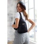 Czarna saszetka damska crossbody plecaczek na jedno ramię eko skóra Peterson-5