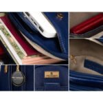 Mała miejska saszetka damska na ramię lub przez ramię crossbody granatowa ze złotymi okuciami eko skóra Peterson-8