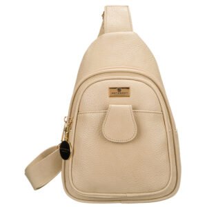 Modna i funkcjonalna beżowa saszetka damska crossbody z eko skóry Peterson-1