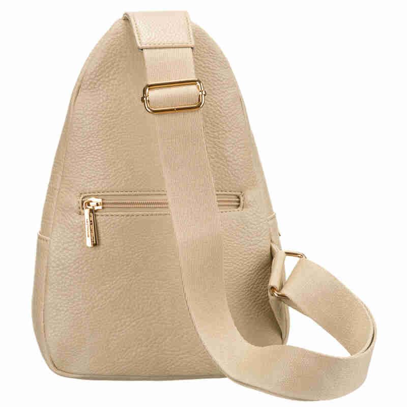 Modna i funkcjonalna beżowa saszetka damska crossbody z eko skóry Peterson-4