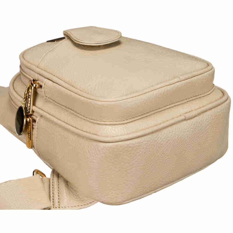 Modna i funkcjonalna beżowa saszetka damska crossbody z eko skóry Peterson-5