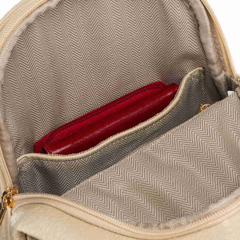 Modna i funkcjonalna beżowa saszetka damska crossbody z eko skóry Peterson-7