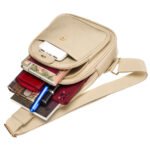 Modna i funkcjonalna beżowa saszetka damska crossbody z eko skóry Peterson-9