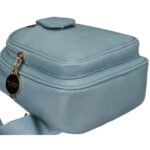 Niebieska stylowa mała saszetka damska z eko skóry zdobionej złotymi okuciami nerka crossbody Peterson-5