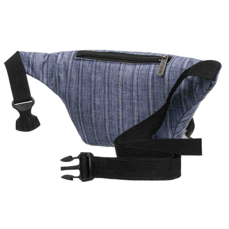 Niebieska saszetka miejsko-sportowa zawieszona na regulowanym pasku-4