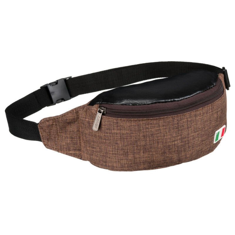 Miejska saszetka w brązowym kolorze zawieszona na regulowanym pasku-1