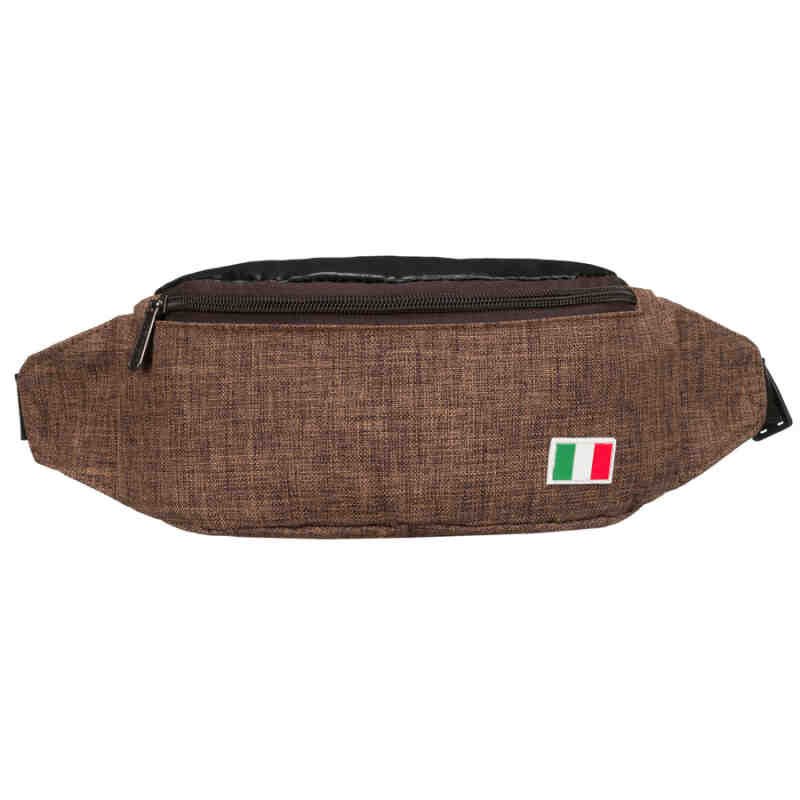 Miejska saszetka w brązowym kolorze zawieszona na regulowanym pasku-2