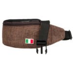 Miejska saszetka w brązowym kolorze zawieszona na regulowanym pasku-3