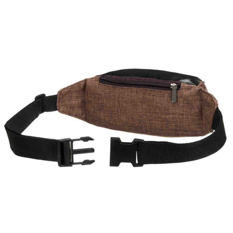 Miejska saszetka w brązowym kolorze zawieszona na regulowanym pasku-4