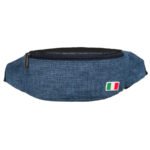 Niebieska saszetka zawieszona na regulowanym pasku, zapinana suwakiem-2