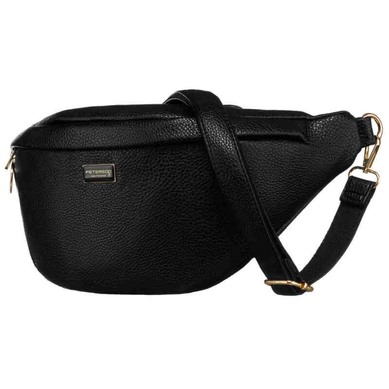 Klasyczna czarna saszetka damska nerka na biodra na ramię lub przez ramię crossbody eko skóra Peterson-3