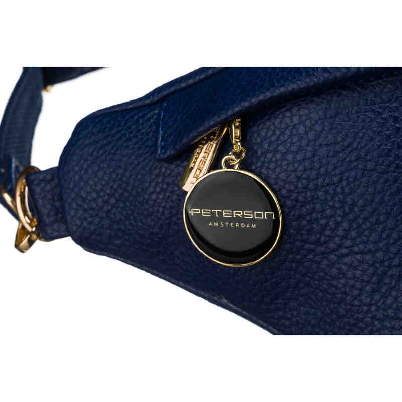 Granatowa sportowa nerka damska ze skóry ekologicznej saszetka na biodra lub na ramię crossbody Peterson-4