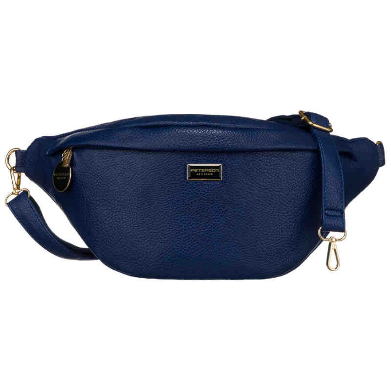 Granatowa sportowa nerka damska ze skóry ekologicznej saszetka na biodra lub na ramię crossbody Peterson-2