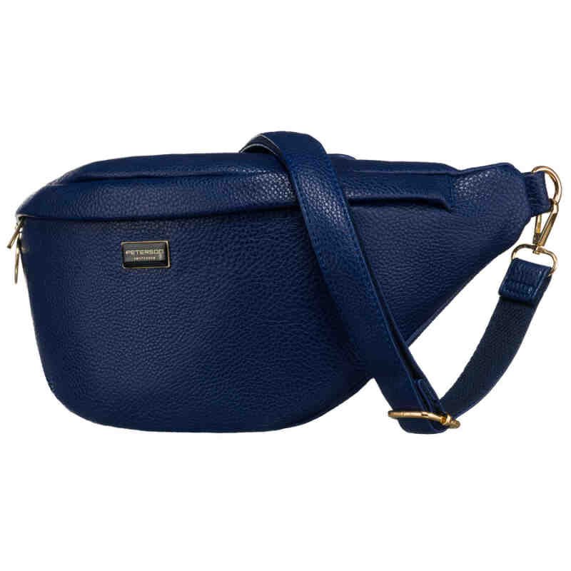 Granatowa sportowa nerka damska ze skóry ekologicznej saszetka na biodra lub na ramię crossbody Peterson-3