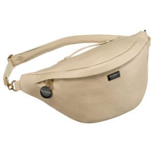 Beżowa nerka damska ze skóry ekologicznej saszetka na biodra lub na ramię crossbody Peterson-1