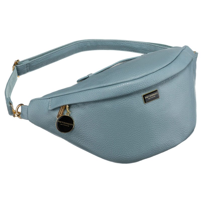 Modna sportowa niebieska saszetka damska na biodra, na ramię lub przez ramię nerka crossbody z eko skóry Peterson-1